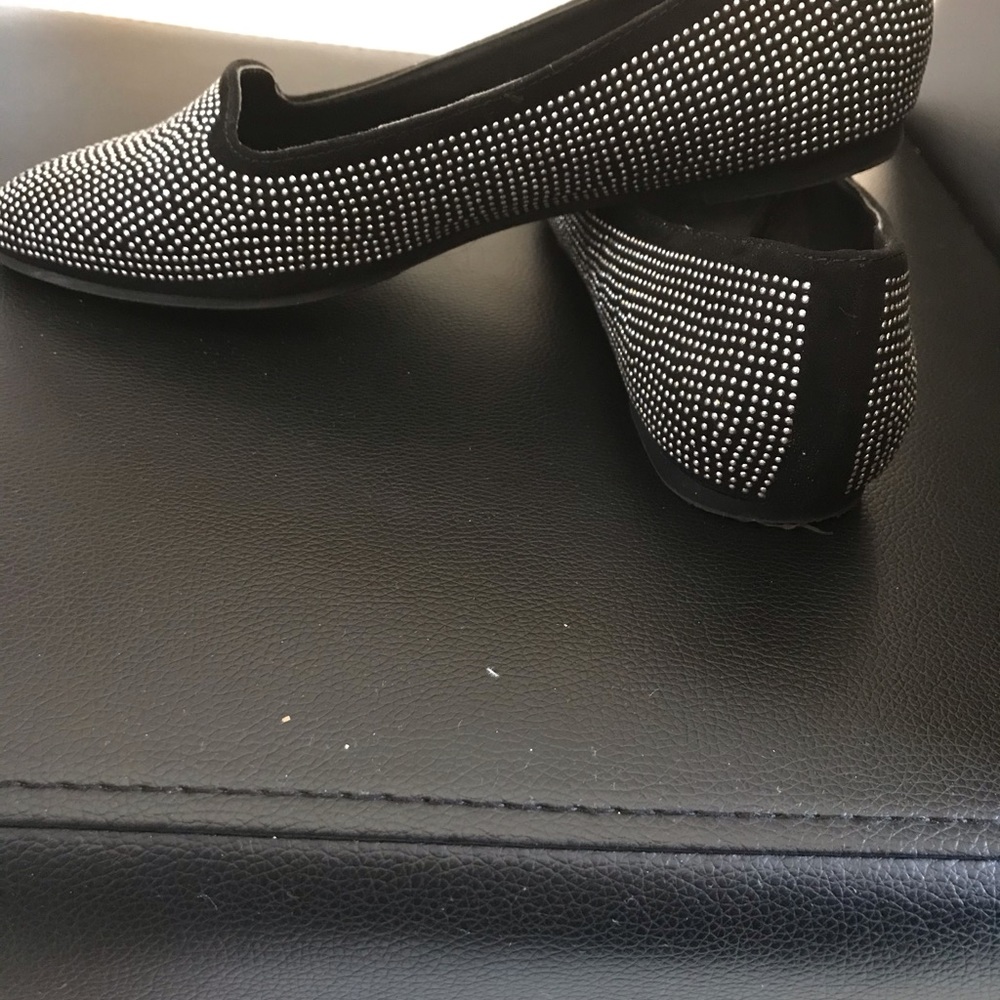 Studded black loafer flats